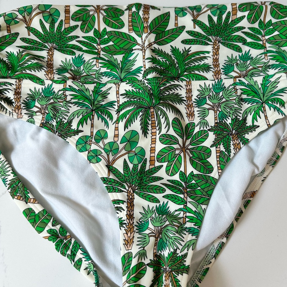 Boden classic fold full coverage bikini bottom ivory palm forest